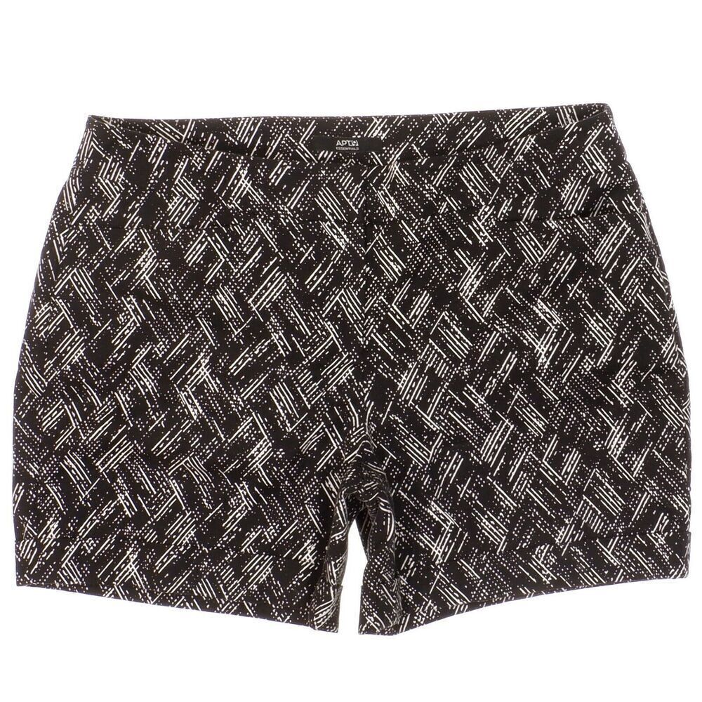 Apt 9 Chino Shorts Size 12 W33 Inseam 5 Black White Print Cuff Stretch Womens
